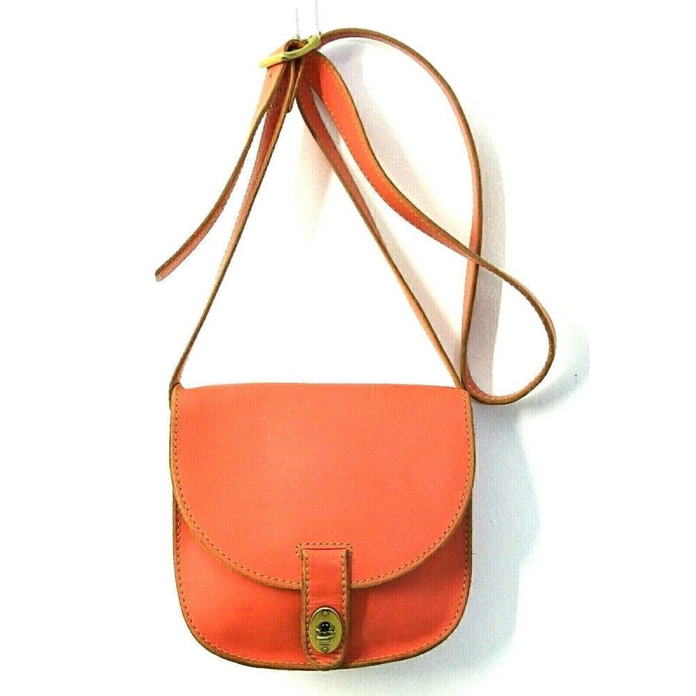 Fossil SALMON PINK GENUINE LEATHER FLAP TURN LOCK CROSSBODY PURSE SHOULDER BAG